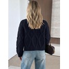 image:imageANRABESS Womens Cropped Sweaters Oversized Cable Knit Long Sleeve SweaterNavy