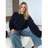 image:imageANRABESS Womens Cropped Sweaters Oversized Cable Knit Long Sleeve SweaterNavy
