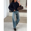 image:imageANRABESS Womens Cropped Sweaters Oversized Cable Knit Long Sleeve SweaterNavy