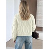 image:imageANRABESS Womens Cropped Sweaters Oversized Cable Knit Long Sleeve SweaterOffwhite