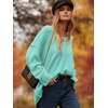 image:imageANRABESS Womens Fall Fashion Oversized Scoop V Neck Batwing Sleeve SweaterMint Green