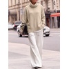 image:imageANRABESS Womens Oversized Turtleneck Cozy Batwing Long Sleeve SweaterAlmond