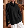 image:imageANRABESS Womens Oversized Turtleneck Cozy Batwing Long Sleeve SweaterBlack