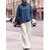 image:imageANRABESS Womens Oversized Turtleneck Cozy Batwing Long Sleeve SweaterBlue