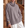 image:imageANRABESS Womens Oversized Turtleneck Cozy Batwing Long Sleeve SweaterNutmeg