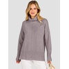 image:imageANRABESS Womens Oversized Turtleneck Cozy Batwing Long Sleeve SweaterNutmeg