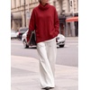 image:imageANRABESS Womens Oversized Turtleneck Cozy Batwing Long Sleeve SweaterRed