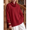 image:imageANRABESS Womens Oversized Turtleneck Cozy Batwing Long Sleeve SweaterRed