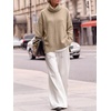 image:imageANRABESS Womens Oversized Turtleneck Cozy Batwing Long Sleeve SweaterTan