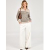 image:imageANRABESS Womens Quarter Zip Fall Lightweight SweatersStriped Black Almond