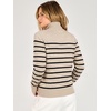 image:imageANRABESS Womens Quarter Zip Fall Lightweight SweatersStriped Black Almond