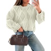 image:imageANRABESS Womens Cropped Sweaters Oversized Cable Knit Long Sleeve SweaterOffwhite