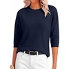 image:imageANRABESS Womens Fall Short 34 Sleeve Sweaters Wool BlendNavy Blue