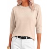 image:imageANRABESS Womens Fall Short 34 Sleeve Sweaters Wool BlendParchment Beige