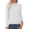 image:imageANRABESS Womens Long Sleeve Crewneck Chunky Knit Sweaters  Pullover Cozy Argyle Soft BreathableCasual Daily Work Basic Classic Trendy Sweater Tops Fall Winter ClothingWhite