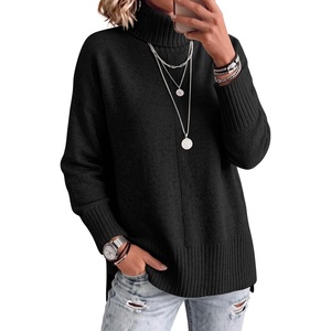 image:imageANRABESS Womens Oversized Turtleneck Cozy Batwing Long Sleeve SweaterBlack
