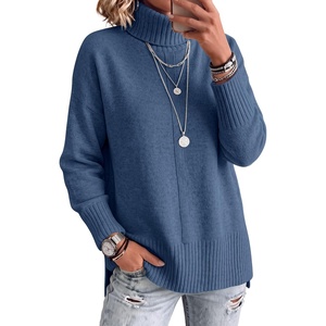 image:imageANRABESS Womens Oversized Turtleneck Cozy Batwing Long Sleeve SweaterBlue