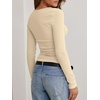 image:imageANRABESS Womens Cowl Neck Long Sleeve Shirts Fall Crop TopsBeige