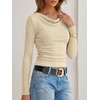 image:imageANRABESS Womens Cowl Neck Long Sleeve Shirts Fall Crop TopsBeige