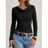 image:imageANRABESS Womens Cowl Neck Long Sleeve Shirts Fall Crop TopsBlack