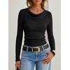 image:imageANRABESS Womens Cowl Neck Long Sleeve Shirts Fall Crop TopsBlack