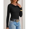 image:imageANRABESS Womens Cowl Neck Long Sleeve Shirts Fall Crop TopsBlack