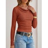 image:imageANRABESS Womens Cowl Neck Long Sleeve Shirts Fall Crop TopsBurnt Orange