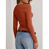 image:imageANRABESS Womens Cowl Neck Long Sleeve Shirts Fall Crop TopsBurnt Orange