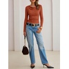image:imageANRABESS Womens Cowl Neck Long Sleeve Shirts Fall Crop TopsBurnt Orange