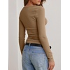 image:imageANRABESS Womens Cowl Neck Long Sleeve Shirts Fall Crop TopsCamel