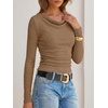 image:imageANRABESS Womens Cowl Neck Long Sleeve Shirts Fall Crop TopsCamel
