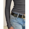 image:imageANRABESS Womens Cowl Neck Long Sleeve Shirts Fall Crop TopsDark Grey