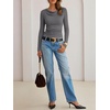 image:imageANRABESS Womens Cowl Neck Long Sleeve Shirts Fall Crop TopsDark Grey