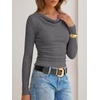 image:imageANRABESS Womens Cowl Neck Long Sleeve Shirts Fall Crop TopsDark Grey