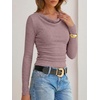 image:imageANRABESS Womens Cowl Neck Long Sleeve Shirts Fall Crop TopsPink