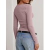 image:imageANRABESS Womens Cowl Neck Long Sleeve Shirts Fall Crop TopsPink