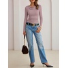 image:imageANRABESS Womens Cowl Neck Long Sleeve Shirts Fall Crop TopsPink