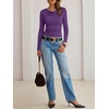image:imageANRABESS Womens Cowl Neck Long Sleeve Shirts Fall Crop TopsPurple