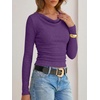 image:imageANRABESS Womens Cowl Neck Long Sleeve Shirts Fall Crop TopsPurple