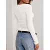 image:imageANRABESS Womens Cowl Neck Long Sleeve Shirts Fall Crop TopsWhite