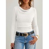 image:imageANRABESS Womens Cowl Neck Long Sleeve Shirts Fall Crop TopsWhite