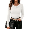 image:imageANRABESS Womens Cowl Neck Long Sleeve Shirts Fall Crop TopsWhite