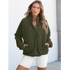image:imageANRABESS Womens Fleece Pullover Jacket Fuzzy Sherpa Sweatshirt with PocketsOlive