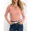 image:imageANRABESS Womens Long Sleeve Shirts Fall Henley TopsCoral