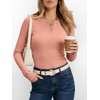 image:imageANRABESS Womens Long Sleeve Shirts Fall Henley TopsCoral