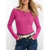image:imageANRABESS Womens Long Sleeve Shirts Fall Henley TopsHot Pink