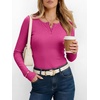 image:imageANRABESS Womens Long Sleeve Shirts Fall Henley TopsHot Pink