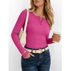 image:imageANRABESS Womens Long Sleeve Shirts Fall Henley TopsHot Pink