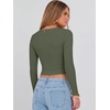image:imageANRABESS Womens Long Sleeve V Neck Crop TopsArmy Green