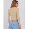 image:imageANRABESS Womens Long Sleeve V Neck Crop TopsBeige